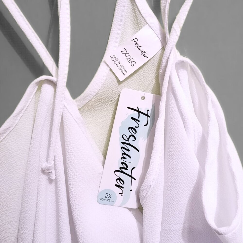 Freshwater White Eyelet-Trim Racerback Swim Cover-Up Dress Size 2X - Picture 4 of 5